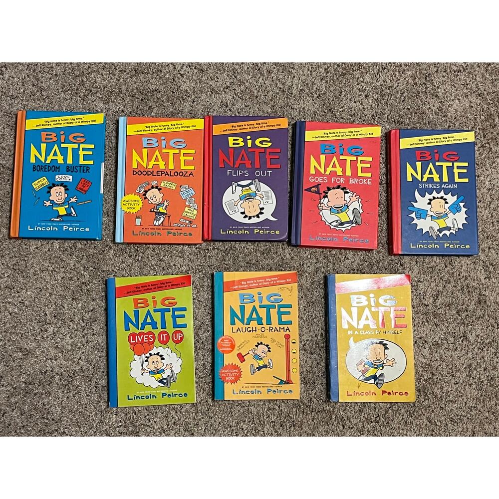 Lot of 8 Big Nate Paperback & Hardcover Books by Lincoln Pierce